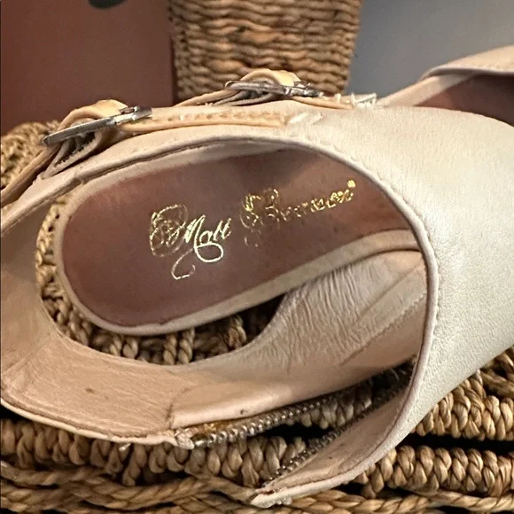 NWT Max Bernson sidecar bone leather zipper peep toe buckles 6M 3” heel sandals - Picture 8 of 15